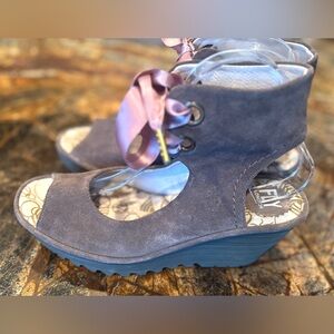 Fly London Women's Plum Suede Wedge Sandals